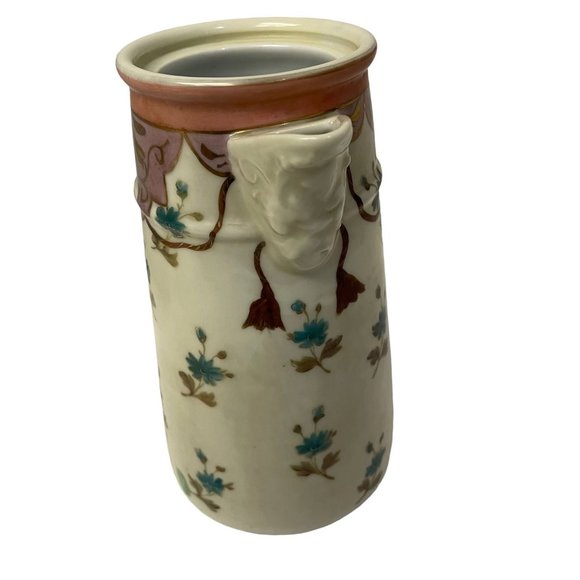 Vintage Italian Handpainted Maiolica Pitcher Beige Floral 9" x 7 1/2" - Picture 9 of 11